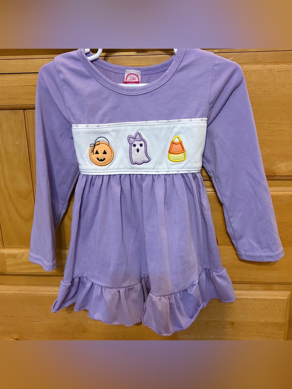 Isla Grace Girl Adorable/Festive Embroidered Knit Purple Halloween Dress Size 3T